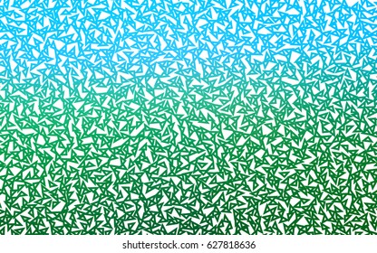 Light Blue, Green vector of small triangles on white background. Illustration of abstract texture of triangles. Pattern design for banner, poster, cover.