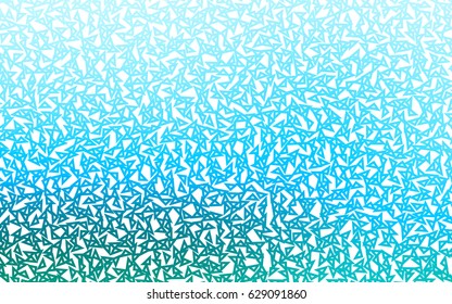 Light Blue, Green vector of small triangles on white background. Illustration of abstract texture of triangles. Pattern design for banner, poster, cover.