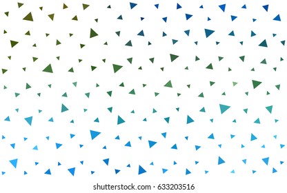 Light Blue, Green vector of small triangles on white background. Illustration of abstract texture of triangles. Pattern design for banner, poster, cover.