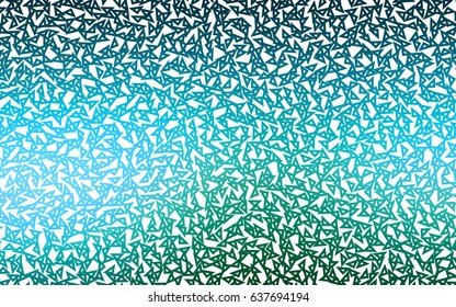 Light Blue, Green vector of small triangles on white background. Illustration of abstract texture of triangles. Pattern design for banner, poster, cover.