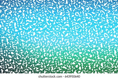 Light Blue, Green vector of small triangles on white background. Illustration of abstract texture of triangles. Pattern design for banner, poster, cover.