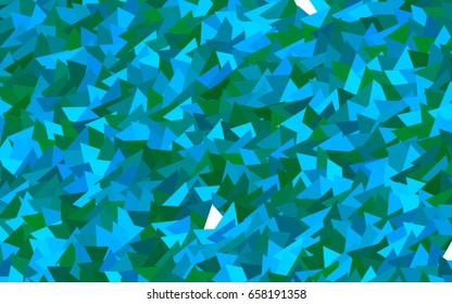 Light Blue, Green vector of small triangles on white background. Illustration of abstract texture of triangles. Pattern design for banner, poster, cover.