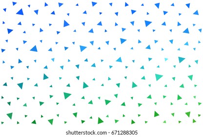 Light Blue, Green vector of small triangles on white background. Illustration of abstract texture of triangles. Pattern design for banner, poster, cover.