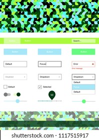 Light Blue, Green vector style guide with circles. Colorful ui/ux kit with header consisted of spheres. This template you can use for websites.