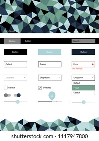 Light Blue, Green vector style guide with triangles. Modern Style guide in polygonal style with triangles. Beautiful layout for websites, landing pages.