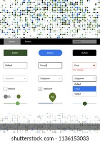 Light Blue, Green vector style guide with circles. Simple Material Design Kit with colorful dots in header. Modern template for your landing page.