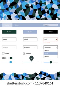 Light Blue, Green vector style guide with triangles. Decorative ui kit design in abstract style with colorful crystals. This sample is for your website.