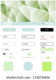 Light Blue, Green vector style guide with triangles. Colorful ui/ux kit with header consisted of triangles. This sample is for your website.