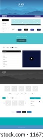 Light Blue, Green vector style guide with mountains. Modern Style guide with colorful gradient mountains in its header. Sample for your landing page of tourism.