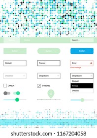 Light Blue, Green vector style guide with circles. Modern Style guide with colorful gradient circles in its header. This sample is for your landing page.