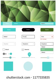 Light Blue, Green vector style guide with triangles. Decorative ui kit design in abstract style with colorful crystals. Beautiful layout for websites, landing pages.