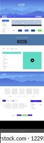 Light Blue, Green vector style guide with mountains. Decorative ui kit design in abstract style with colorful rocks. Sample for your landing page of tourism.
