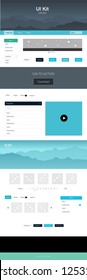 Light Blue, Green vector style guide with mountains. Modern Style guide with colorful gradient mountains in its header. Beautiful layout for websites, landing pages.