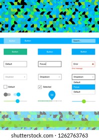 Light Blue, Green vector style guide with circles. Decorative ui kit design in abstract style with colorful dots. This template you can use for websites.
