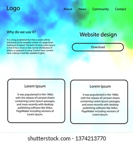 Light Blue, Green vector style guide with sky stars. Beautiful ui ux kit with colorful sky in its header. This sample is for your landing page.