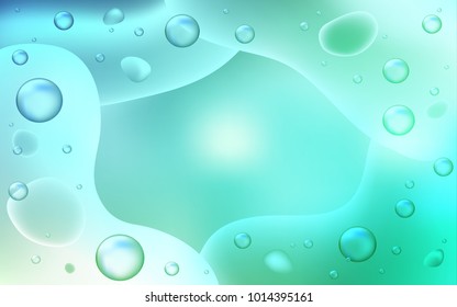 Light Blue, Green vector template with bent ribbons. Blurred geometric sample with gradient bubbles.  The elegant pattern for brand book.