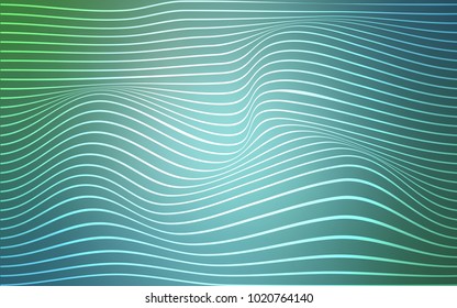 Light Blue, Green vector template with curved ribbons. Glitter abstract illustration with wry lines. The elegant pattern of a brand book.