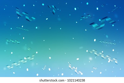 Light Blue, Green vector template with carnival confetti. Modern geometrical abstract illustration with carnival ribbons. The pattern can be used for carnival, festival leaflets.