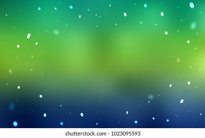 Light Blue, Green vector template with ice snowflakes. Shining colored illustration with snow in christmas style. The pattern can be used for new year ad, booklets.