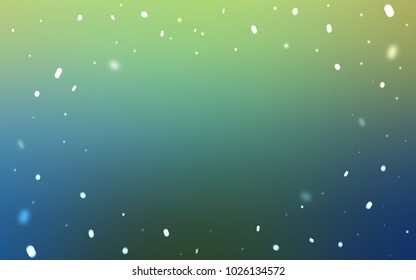 Light Blue, Green vector template with ice snowflakes. Glitter abstract illustration with crystals of ice. The pattern can be used for new year ad, booklets.