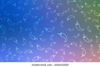 Light Blue, Green vector template with organic peppers. Beautiful colored illustration with peppers in doodle style. Design for ad, poster, banner of cafes or restaurants.