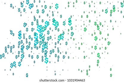 Light Blue, Green vector template with US currency. Shining colored illustration with dollar signs, USD. The pattern can be used as ads, poster, banner for payments.