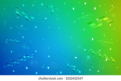 Light Blue, Green vector template with carnival confetti. Glitter abstract illustration with colorful confetti, ribbons. The pattern can be used for new year ad, booklets.