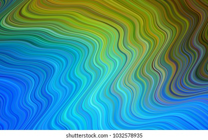 Light Blue, Green vector template with lava shapes. Modern gradient abstract illustration with bandy lines. Textured wave pattern for backgrounds.