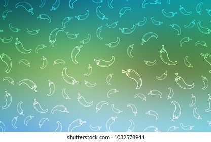 Light Blue, Green vector template with organic peppers. Blurred decorative design of peppers in doodle style. Pattern for menu of cafes, bars, restaurants.