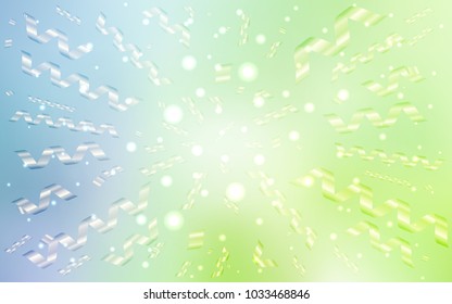 Light Blue, Green vector template with carnival confetti. Glitter abstract illustration with colorful confetti, ribbons. The template can be used as a background for postcards.