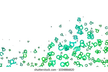 Light Blue, Green vector template with isolated letters. Colored alphabet signs with gradient on white background. Template can be used as a background for ads of typography.