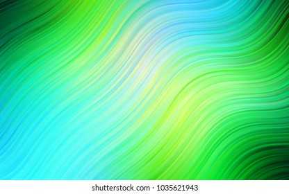 Light Blue, Green vector template with lines, ovals. Glitter abstract illustration with wry lines. The elegant pattern for brand book.