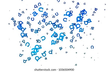 Light Blue, Green vector template with isolated letters. Shining illustration with ABC symbols on abstract template. The pattern can be used as ads, poster, banner for books.