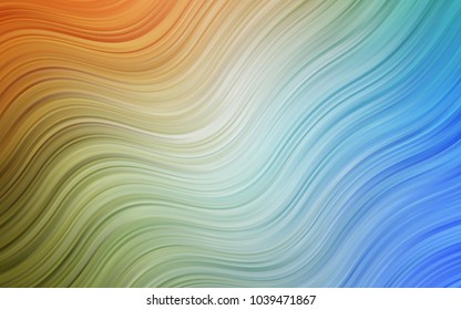 Light Blue, Green vector template with bent lines. Blurred geometric sample with gradient bubbles.  Marble style for your business design.