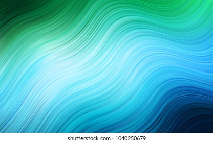 Light Blue, Green vector template with lines, ovals. A vague circumflex abstract illustration with gradient. Marble style for your business design.