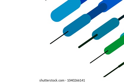 Light Blue, Green vector template with repeated sticks. Shining colored illustration with rounded stripes. The pattern can be used for websites.