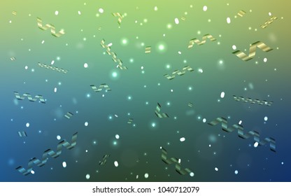 Light Blue, Green vector template with carnival confetti. Modern geometrical abstract illustration with carnival ribbons. The template can be used as a background for postcards.
