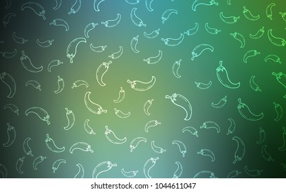 Light Blue, Green vector template with organic peppers. Beautiful colored illustration with peppers in doodle style. Pattern for menu of cafes, bars, restaurants.