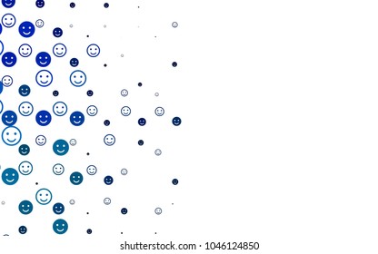 Light Blue, Green vector template with sweet snacks. Blurred decorative design of smiles in doodle style. Pattern for carnival, festival fun leaflets.