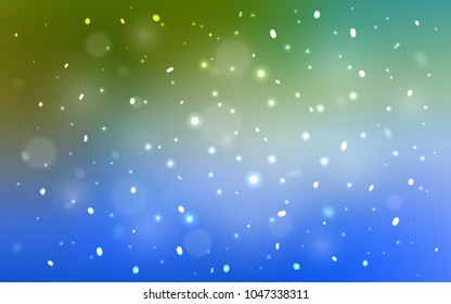 Light Blue, Green vector template with ice snowflakes. Glitter abstract illustration with crystals of ice. The pattern can be used for new year ad, booklets.