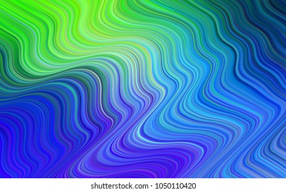 Light Blue, Green vector template with bent ribbons. Shining illustration, which consist of blurred lines, circles. Marble design for your web site.