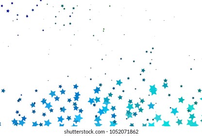 Light Blue, Green vector template with sky stars. Glitter abstract illustration with colored stars. The pattern can be used for new year ad, booklets.