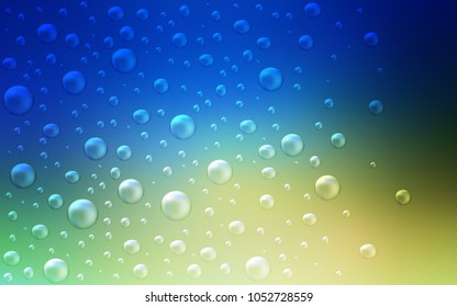 Light Blue, Green vector template with circles. Modern abstract illustration with colorful water drops. Pattern can be used as texture of water, rain drops.