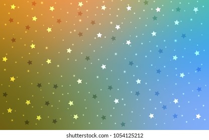 Light Blue, Green vector template with sky stars. Blurred decorative design in simple style with stars. The pattern can be used for wrapping gifts.