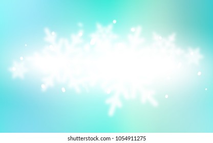 Light Blue, Green vector template with ice snowflakes. Glitter abstract illustration with crystals of ice. New year design for your ad, poster, banner.