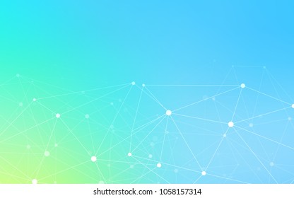 Light Blue, Green vector template with circles, triangles. Glitter abstract illustration with connection of triangle structure. Pattern can be used for futuristic ad, booklets.