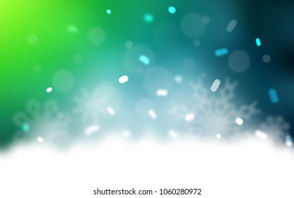 Light Blue, Green vector template with ice snowflakes. Glitter abstract illustration with crystals of ice. The pattern can be used for new year ad, booklets.