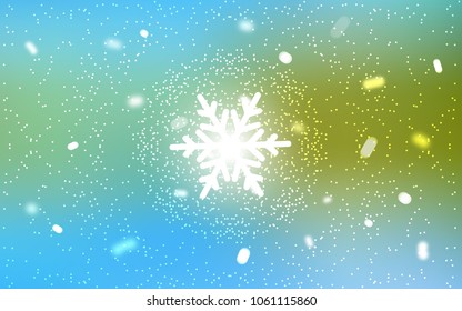 Light Blue, Green vector template with ice snowflakes. Modern geometrical abstract illustration with crystals of ice. New year design for your business advert.