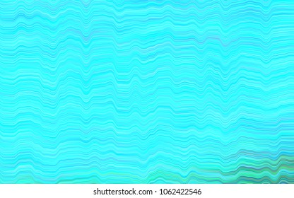 Light Blue, Green vector template with bent ribbons. Shining illustration, which consist of blurred lines, circles. Brand-new design for your ads, poster, banner.