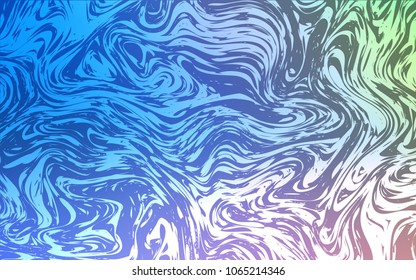 Light Blue, Green vector template with bent ribbons. Geometric illustration in marble style with gradient.  A completely new memphis design for your business.